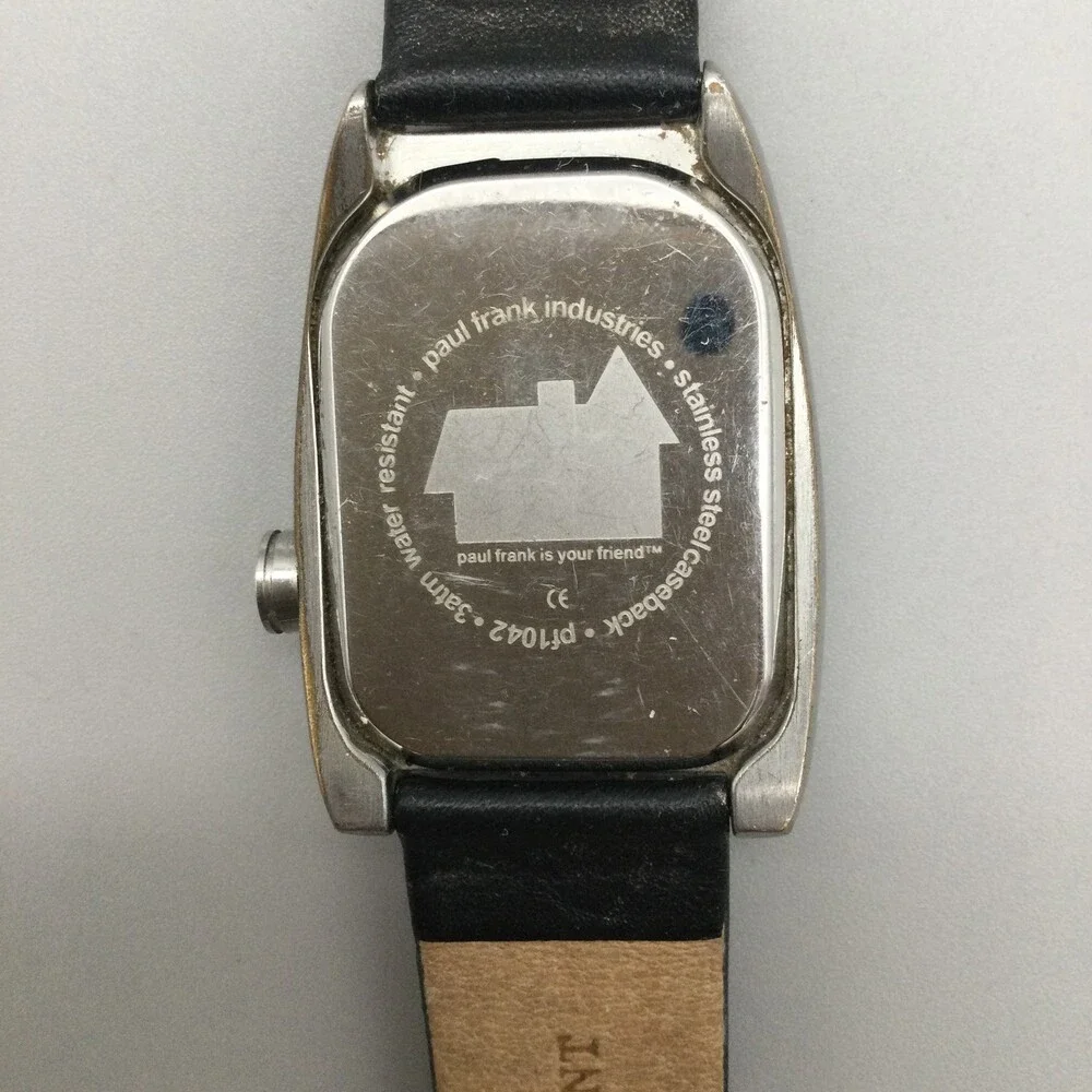 Paul Frank Julius Monkey Watch Stainless Steel 31mm Black Leather New Battery - Picture 12 of 15